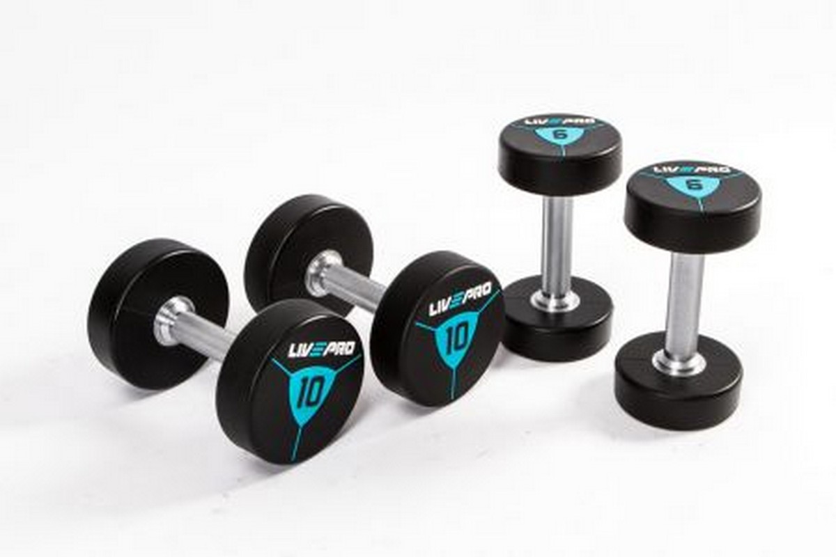 Гантели в уретане 28 кг Live Pro Premium Urethane Dumbbells LP8000-28 1200_800