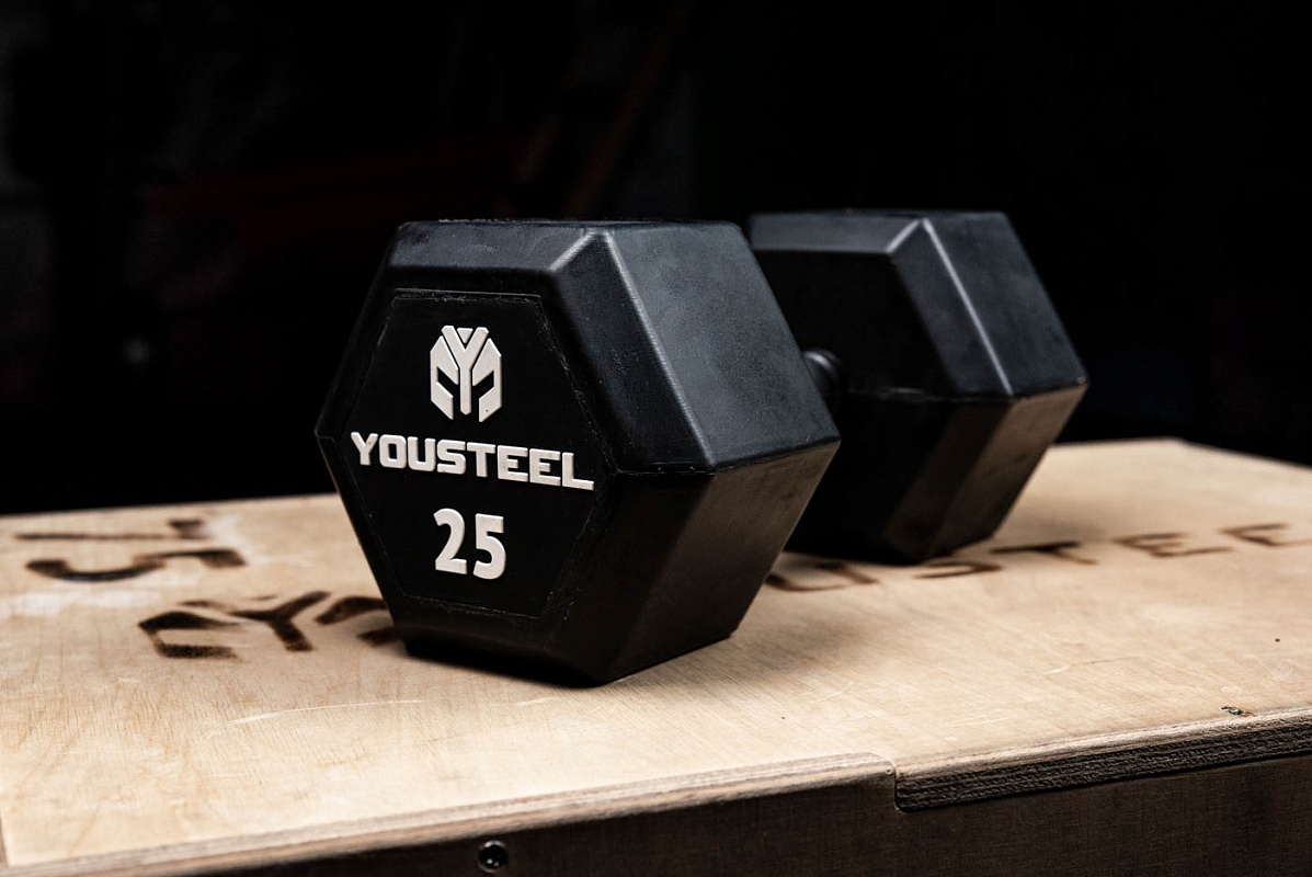 Гантель обрезиненная YouSteel HEX DB 15 кг 1197_800