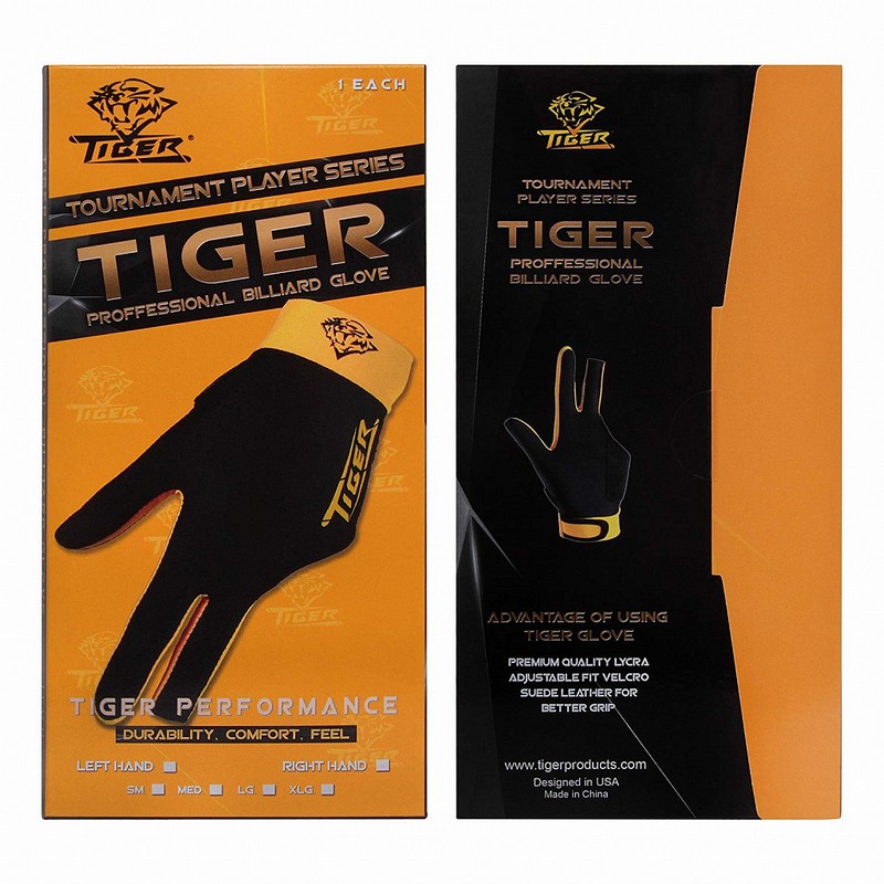 Перчатка бильярдная Tiger XL, 45.400.00.4 черно-желтая 800_800