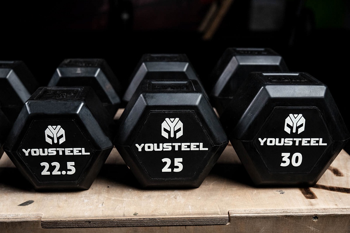 Гантель обрезиненная YouSteel HEX DB 7,5 кг 1197_800