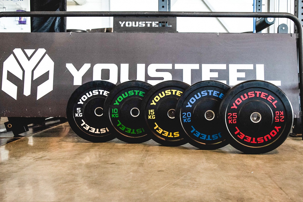 Диск каучуковый для штанги YouSteel тренировочный черный 15кг 1198_800