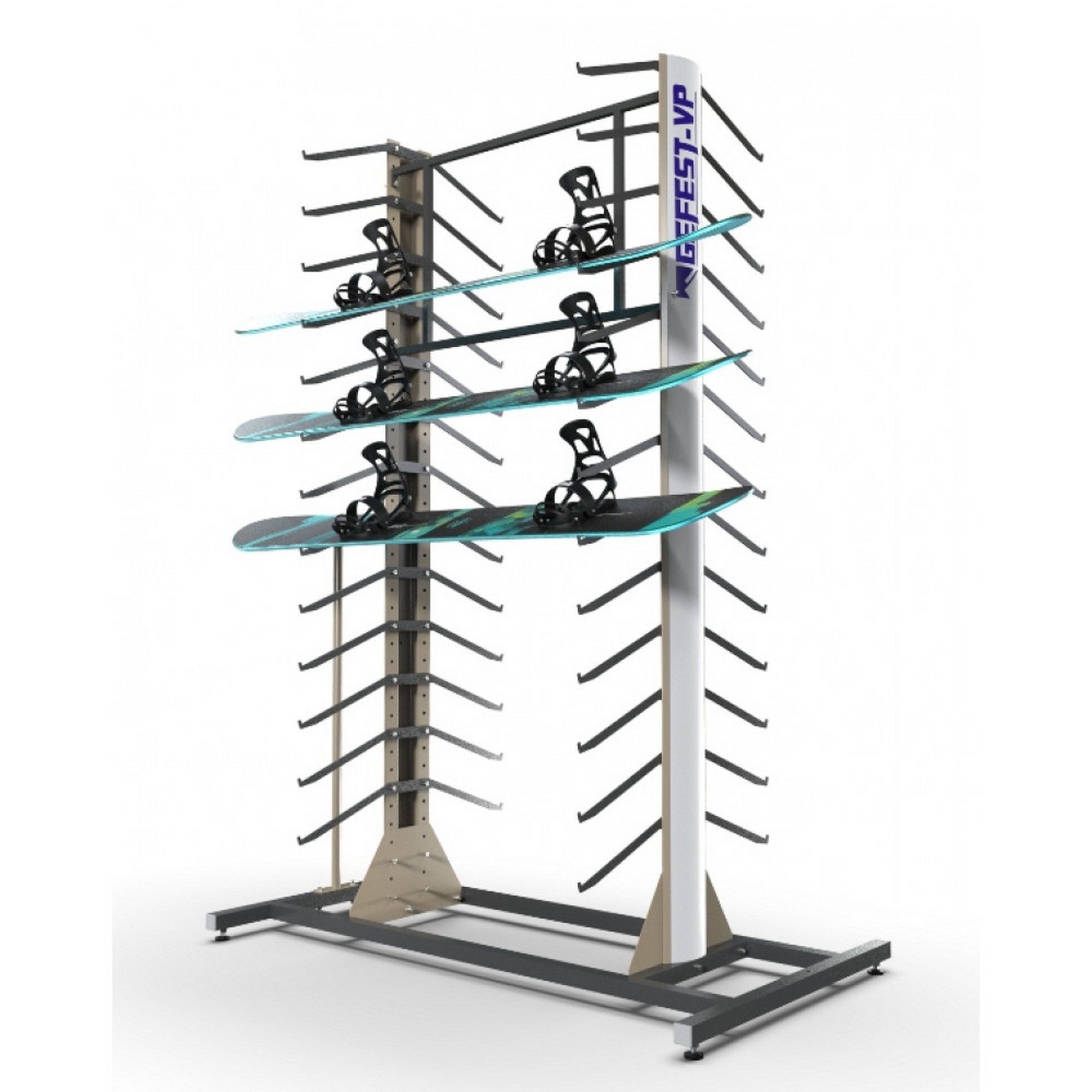 Стеллаж Премиум СП-4 для сноубордов, двухсторонний 219х155х90см Gefest SP41-26 2000_2000