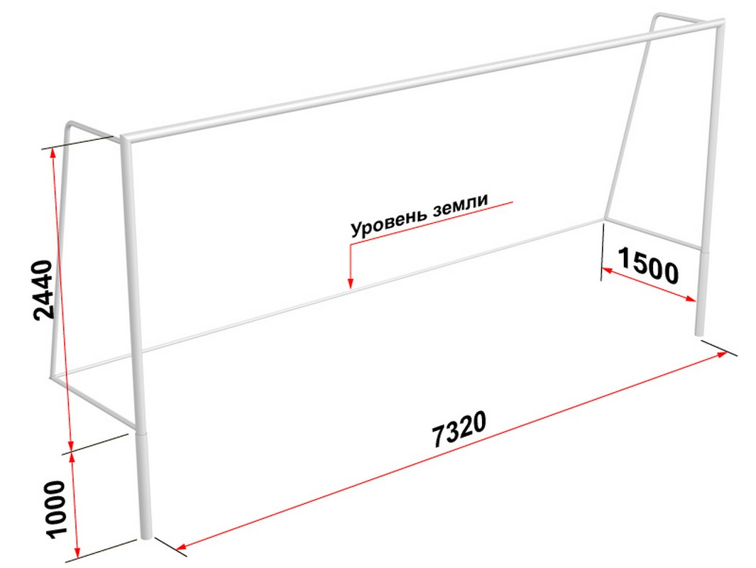 Ворота футбольные свободностоящие Glav 15.102 (7,32х2,44 м) штука 1065_800